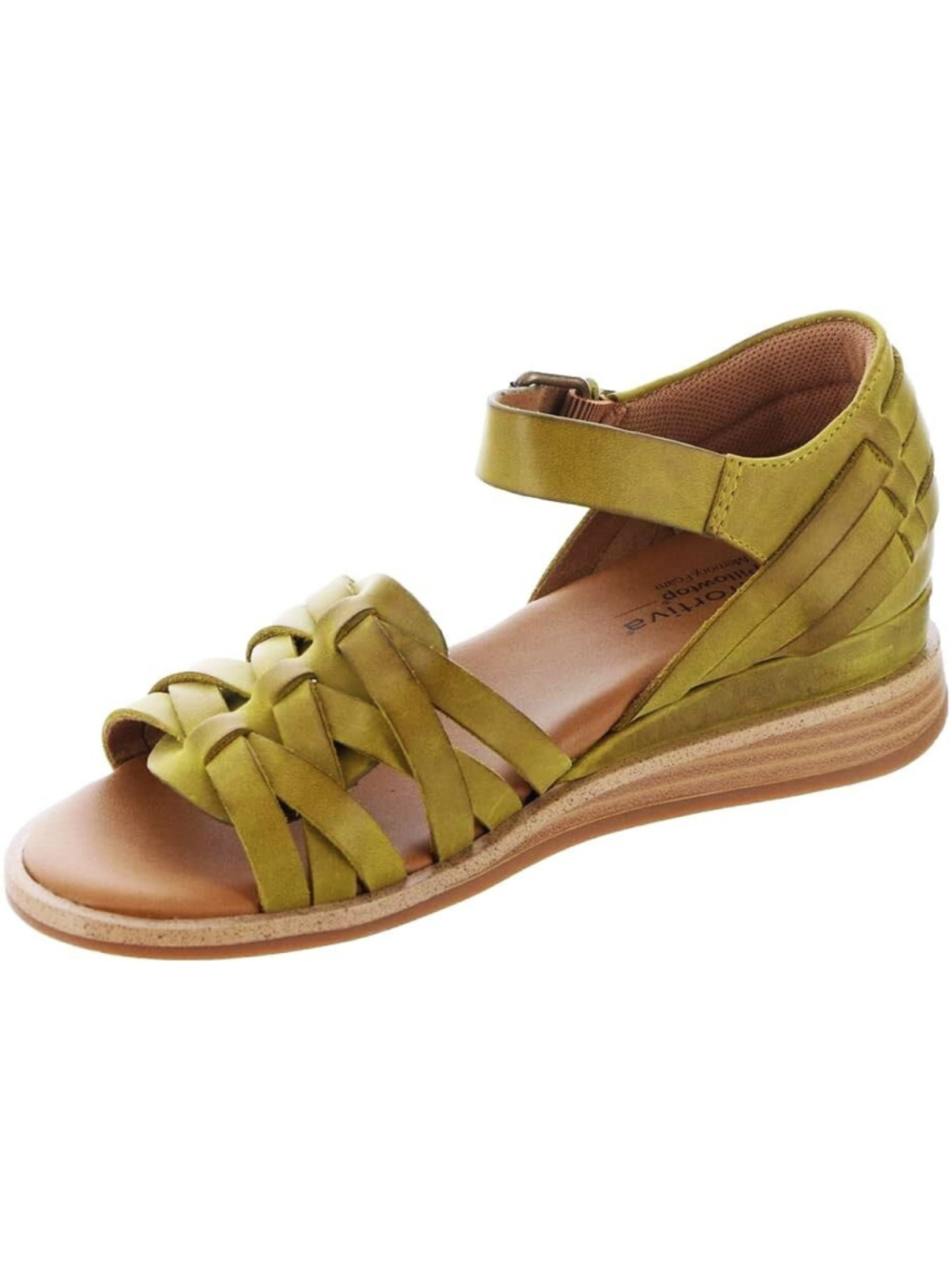 Comfortiva Marina Leather Strappy Low Wedge Sandals Citron Women's SIZE 10M NIB - Picture 4 of 10